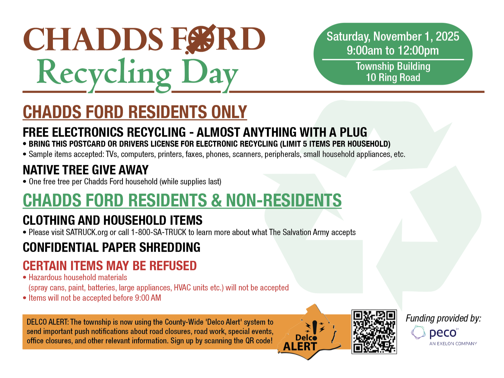 Chadds Ford Recycling Day flyer