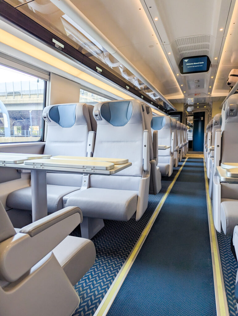 inside an Acela train car