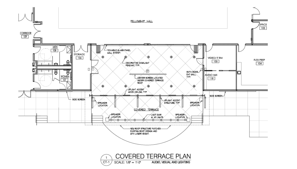 Architectural drawing of the Calvary Chapel amphitheater