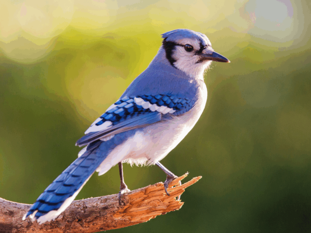 Bird Town: bluejay on a stick