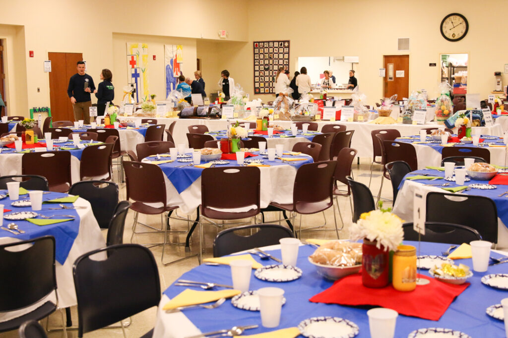 Tables set for Empty Bowls lunch event