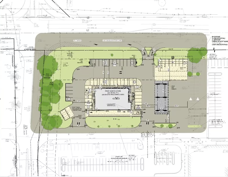 Rendering sketch of potential Sheetz in Chadds Ford