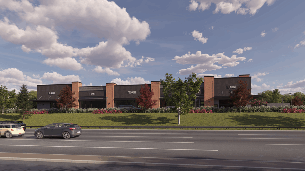 Rendering of Village at Painters' Crossing from Route 202 (back of building)