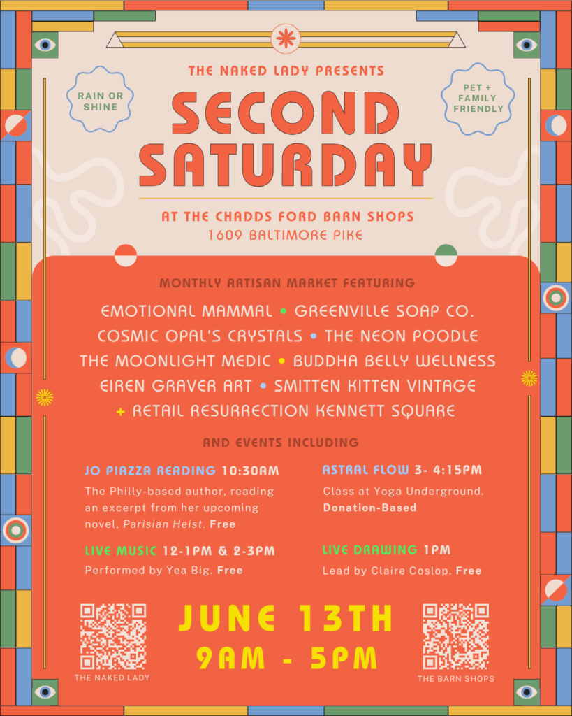 Second Saturday flyer including Indie Bookseller Jo Piazza