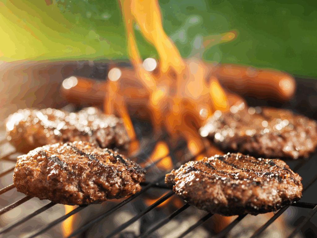 burgers on the grill for neighborhood bbq